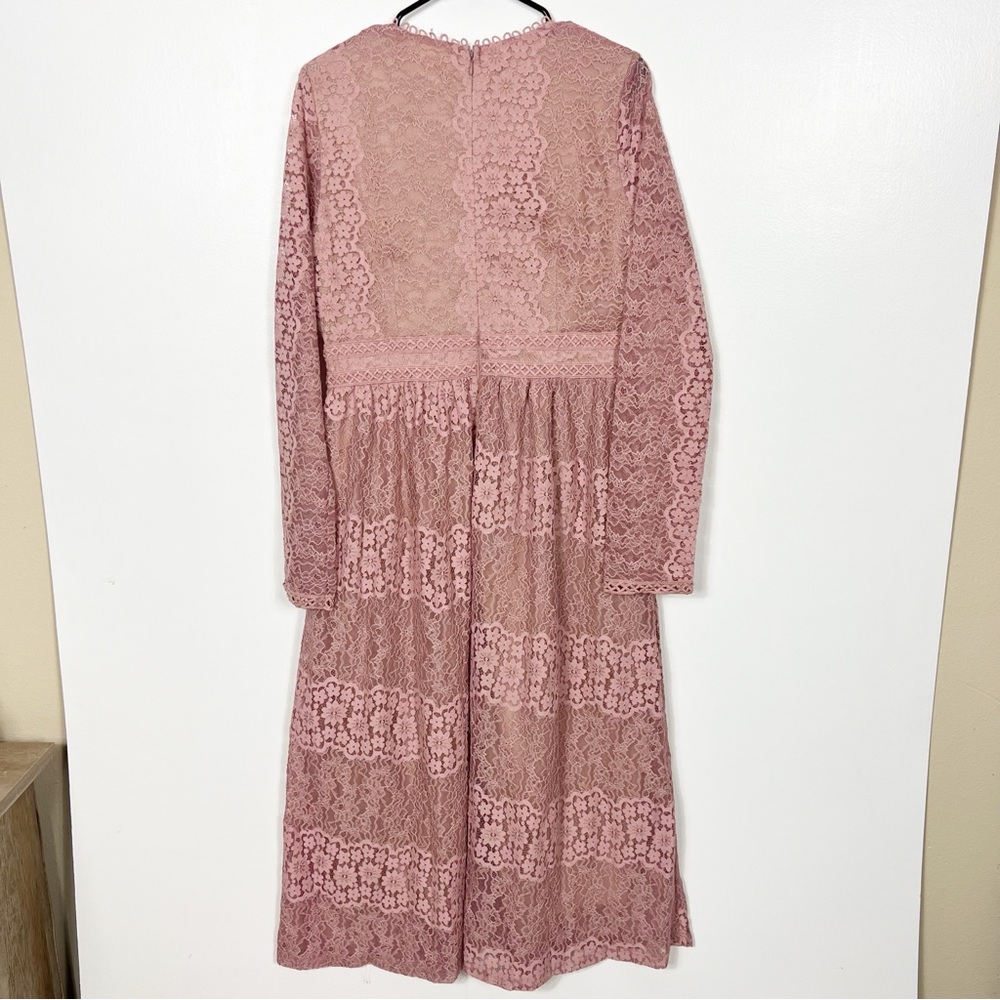 Roolee Lace Midi Dress in Blush Pink - Picture 8 of 8